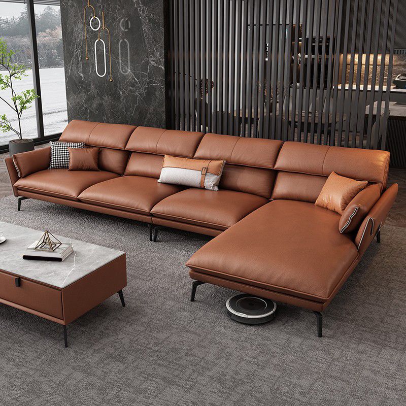 Stain Resistant Modernism Sofa & Chaise Flared Arm Sectional