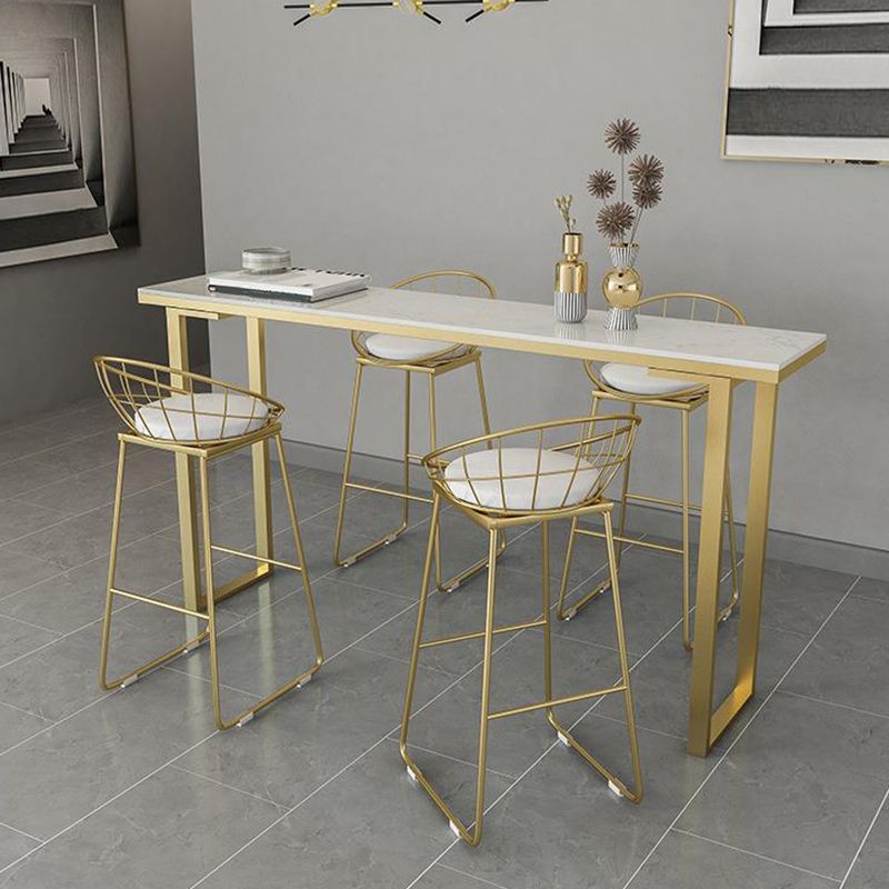 Modern Faux Marble Bistro Bar Table Rectangle Metal Base Bar Table