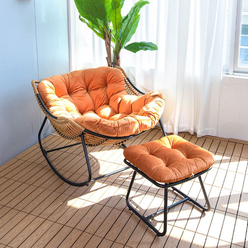 Contemporary Rocker Chair Upholstered Antique Finish Rocking Accent Chair