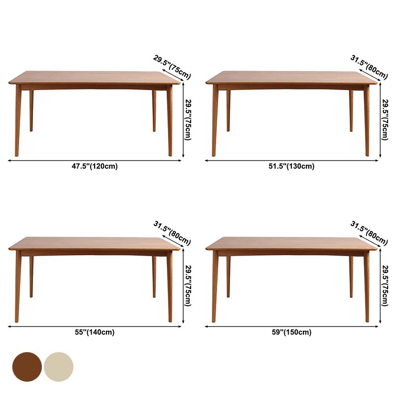 Rectangle Solid Wood Table Modern Dining Table with 4 Legs for Restaurant