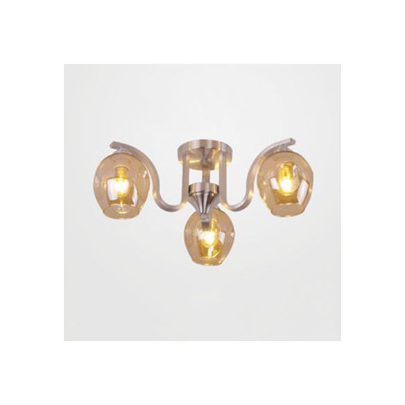 Creative Bud Shade semi-plafond Light 3 lumières en verre et plafond en métal pour salle d'étude
