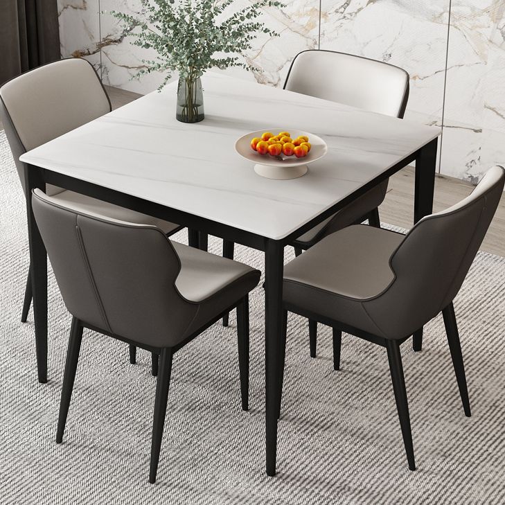 Square 4 Legs Table Industrial Style Stone Dinette Table for Dining Room