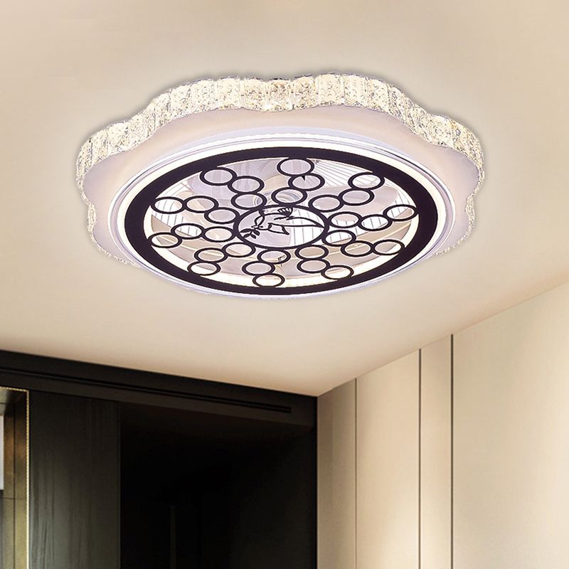Sonnenblumen/Pflaumenblüten/Sternmuster Hanging Lüfter Licht moderne rechteckige Kristalle 23,5 "W LED White Semi-Flush Mount