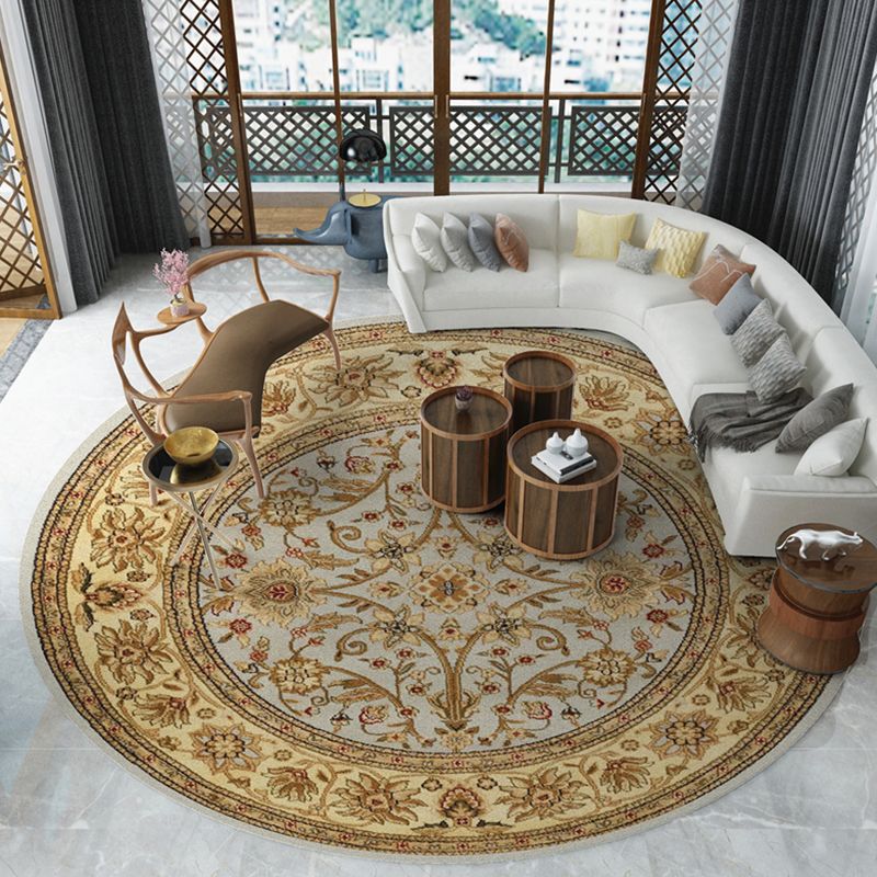 Adults Area Carpet Round Retro Stain Resistant Rug Tribal Pattern Polyster Indoor Rug