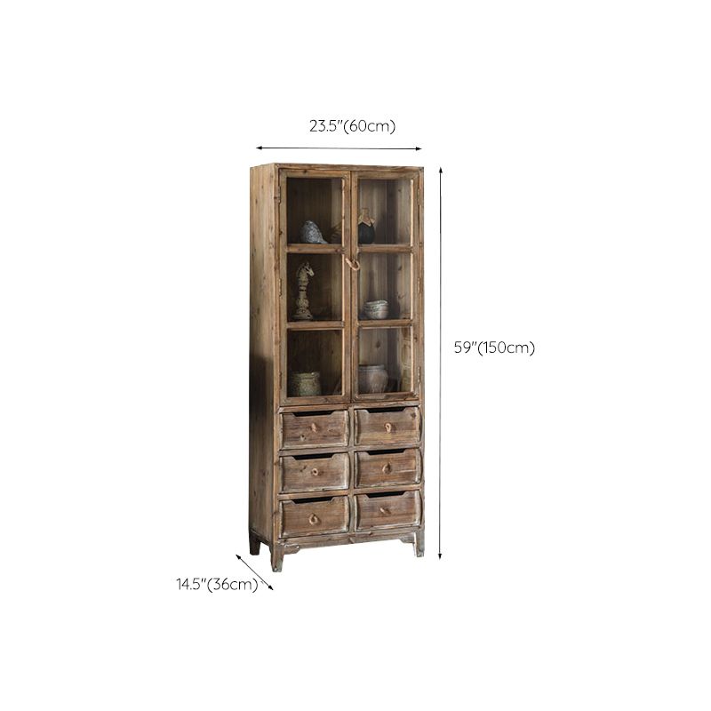 Industrial Distressed Wood Accent Cabinet in Brown with Drawers