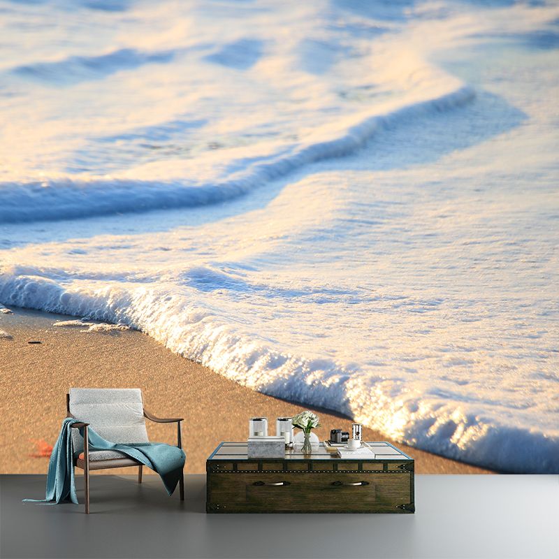 Sandy Beach Mural Wallpaper Moisture Resistant for Sleeping Room, Personalized Size Available