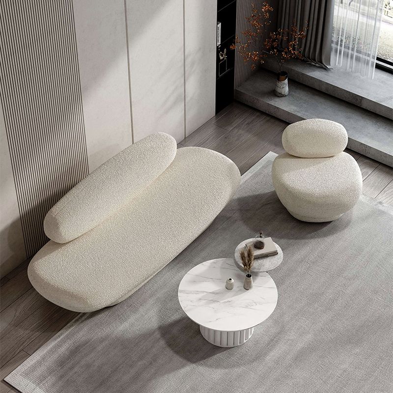 Scandinavian Settee Fabric White Cushions Armless Living Room Standard