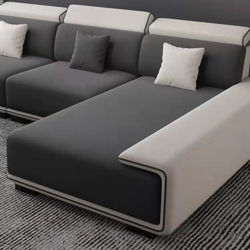 141,73 "d x 70,87" w x 29,53 "H sezionali di cuscini a filo del braccio quadrato contemporaneo