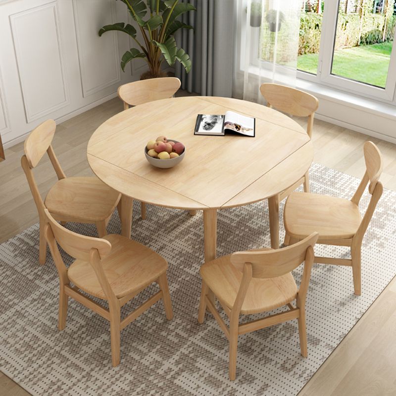 Drop-Leaf Dining Table Contemporary Solid Wood Dining Room Table