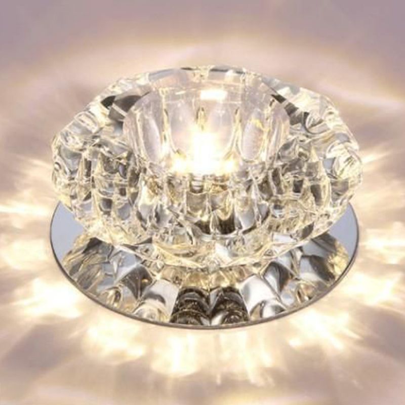 Modern Style Bowl Shape Ceiling Light Crystal 2 Light Ceiling Light with Hole 2-3.5'' Dia