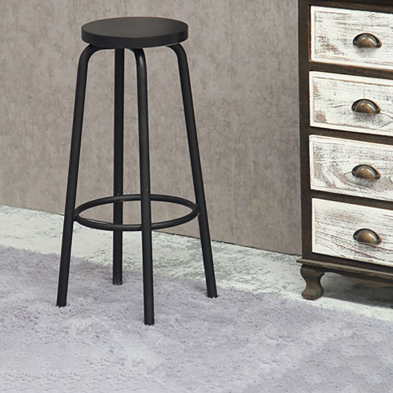 Industrial Metal Counter Height Stools Armless Bar Stool in Black