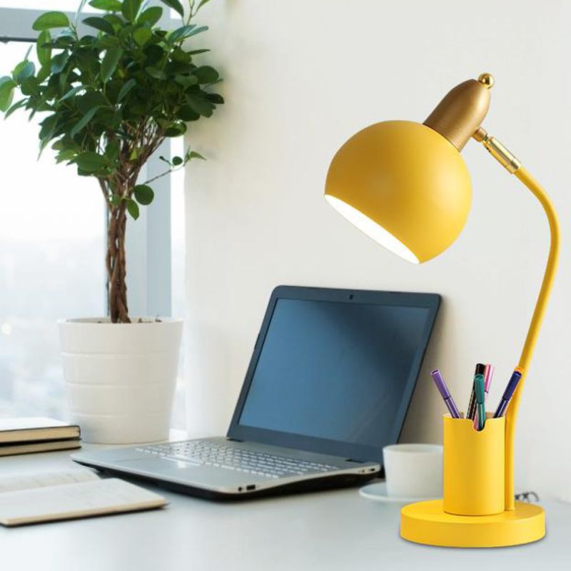 Macaroon Metal Table Light Bell 1-Light Bedroom Nightstand Lamp with Pen Container