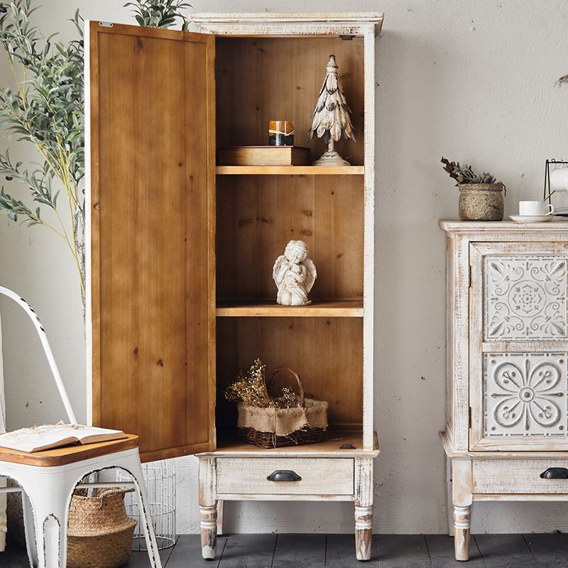 Industrial Wood Accent Cabinet White Accent Cabinet in Distressed Finish
