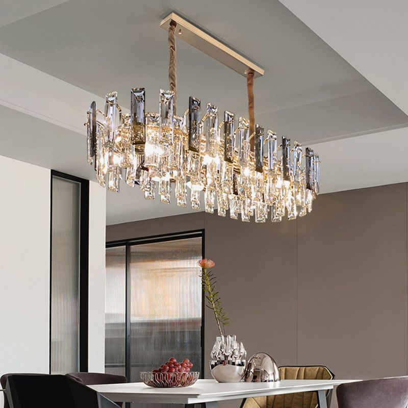 Contemporary Style Geometry Shape Island Lights Crystal Island Lighting in Grey