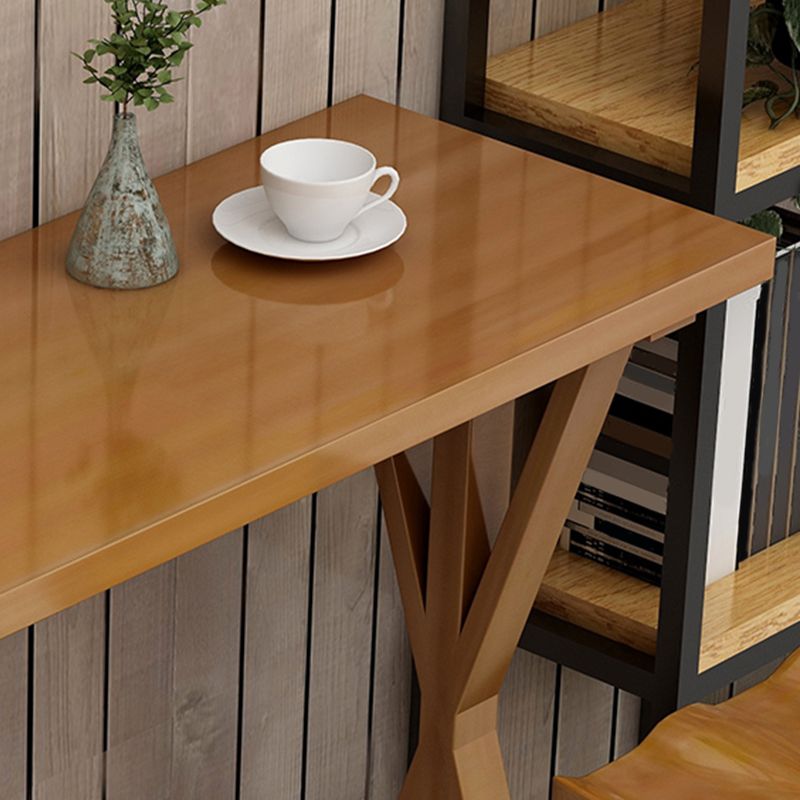 Contemporary Solid Wood Bar Stool Table Rectangle Bar Table in Brown for Indoor