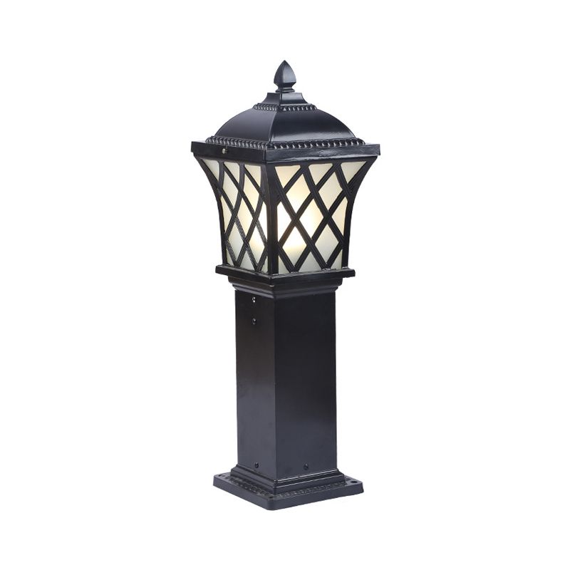 Vintage Flared Square Ground Lighting Single Frosted Acrylic Path Lighting with Grill