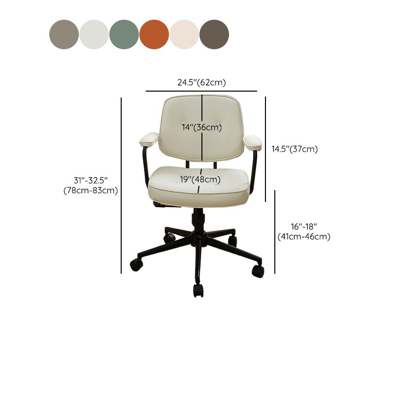 Padded Arms Desk Chair Modern Adjustable Seat Height Swivel Chair with Wheels