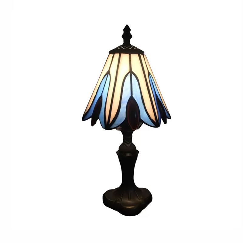 Luce da tavolo cono in vetro colorato con base in metallo e gemma/mobile della coda uva/pavone 1 illuminazione da tavolo tiffany per letto