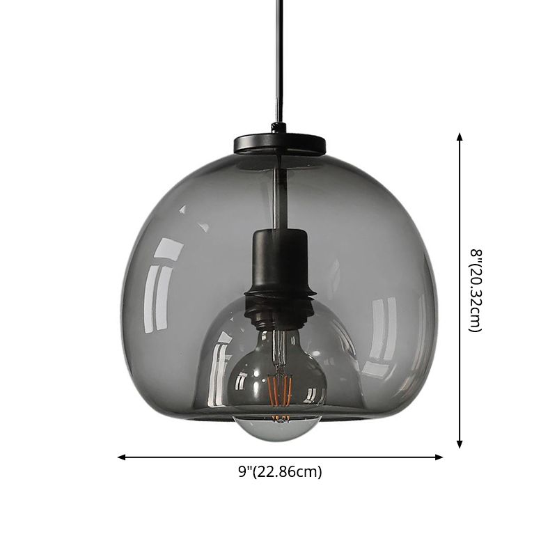 Black Mini Glass Globe Pendant Light Adjustable LED Kitchen Pendant Lighting
