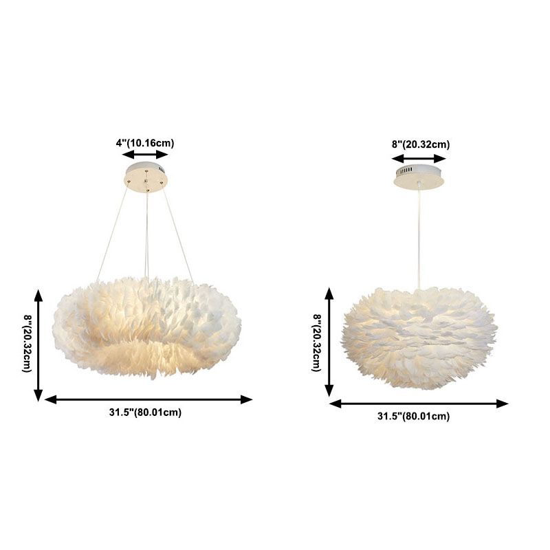 Multi-Kopf-Kronleuchterleuchten moderner Kronleuchter-Anhängerlampe mit weißem Federschatten