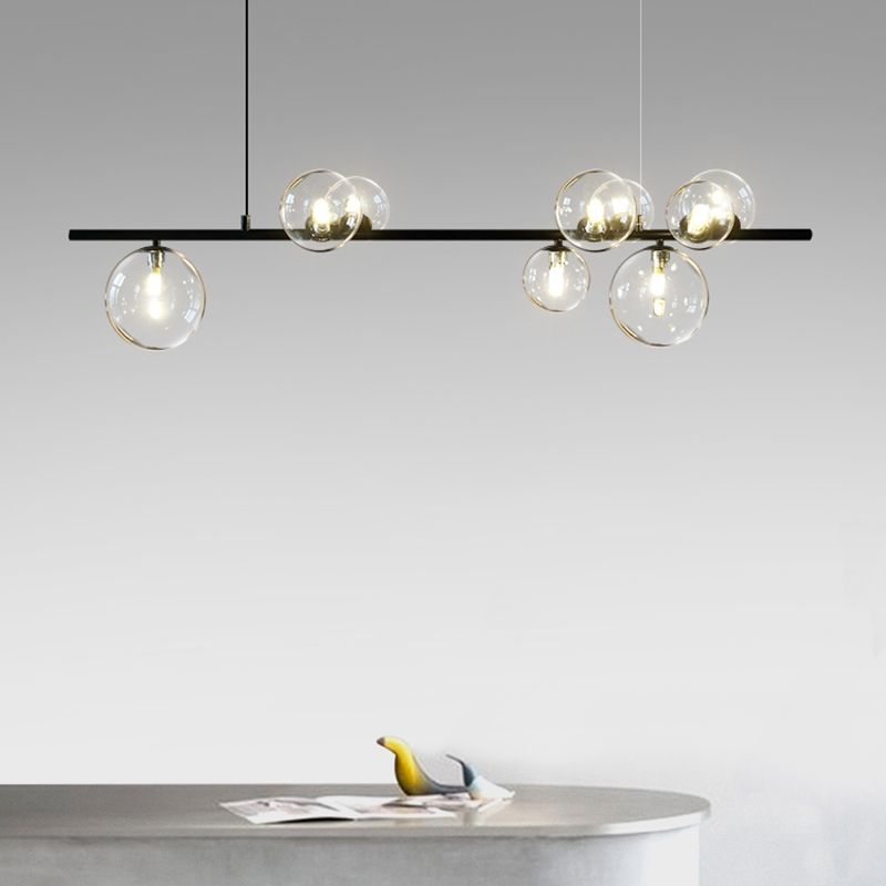Estilo moderno de forma esférica luces de isla vidrio 9 Ideas de iluminación de la isla de la luz en negro