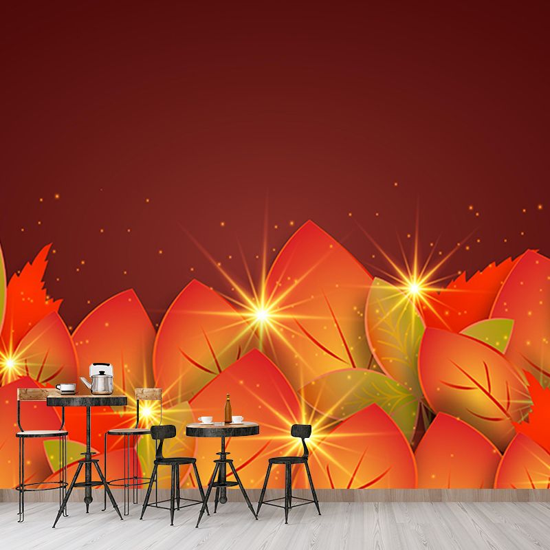 Eco-friendly Tropical Plants Mural Decorative Wallpaper for Study Room