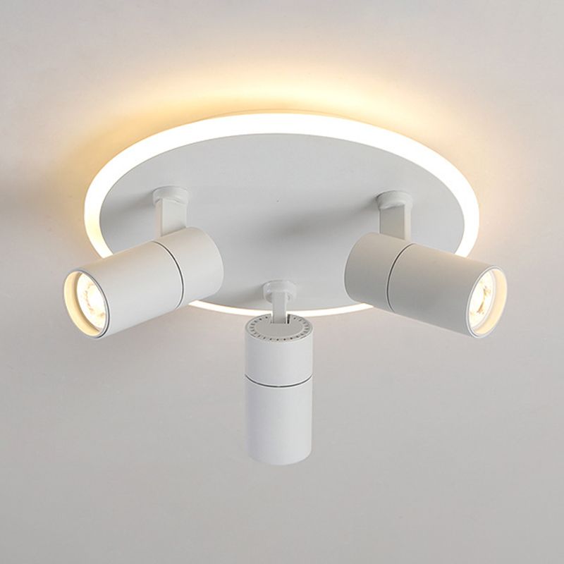 Modern 3-Light LED Flush Mount Lighting Track Light White Spotlight Round Light for Bedroom or Balcony