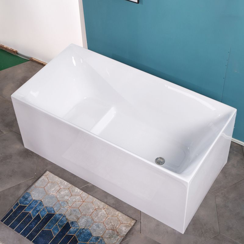Modern Acrylic Freestanding Back to Wall Bathtub Soaking Rectangular Bath Tub