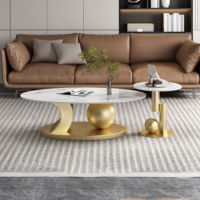 Glam Abstracts Coffee Cocktail Table Oval Cocktail Table for Home