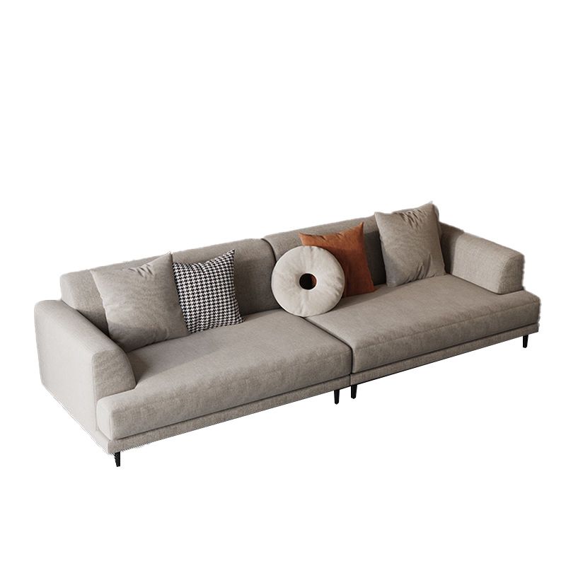 Contemporary Fabric Seating Square Arm Sofa with Pillows in White