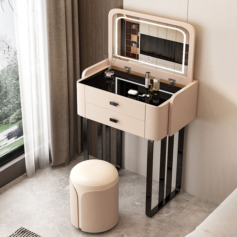 Contemporary Make-up Vanity Glass Bedroom 2-Drawer Lighted Mirror