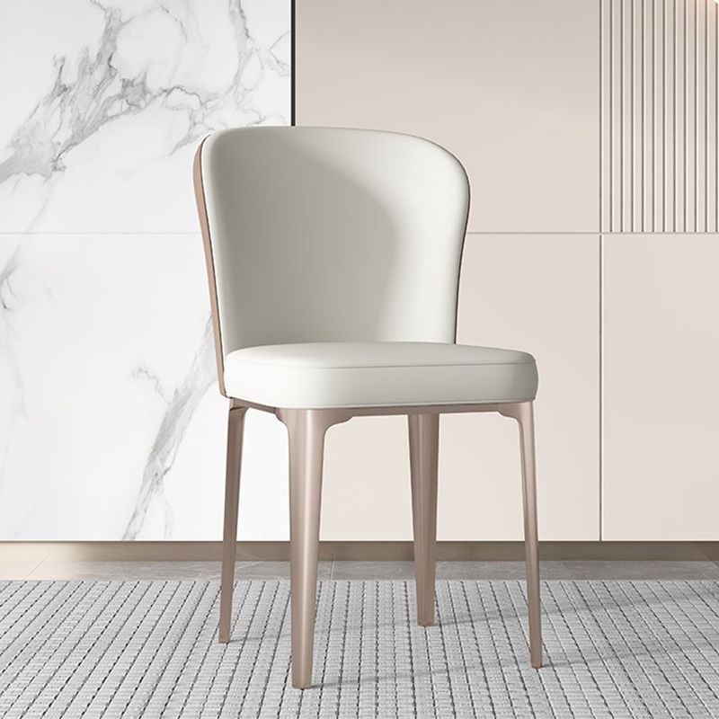 Glam Parsons Side Chair Leather Indoor Dining Chair with Metal Base