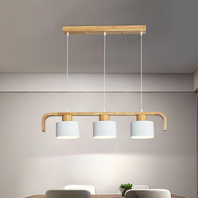 Metal Drum Shade Island Light 3/4 Heads Nordic Simple Chandelier Light for Dining Room Kitchen