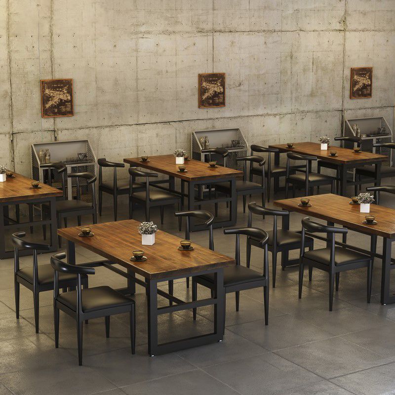 Mesa de comedor de madera sólida industrial mesa de comedor de base de caballete para el hogar