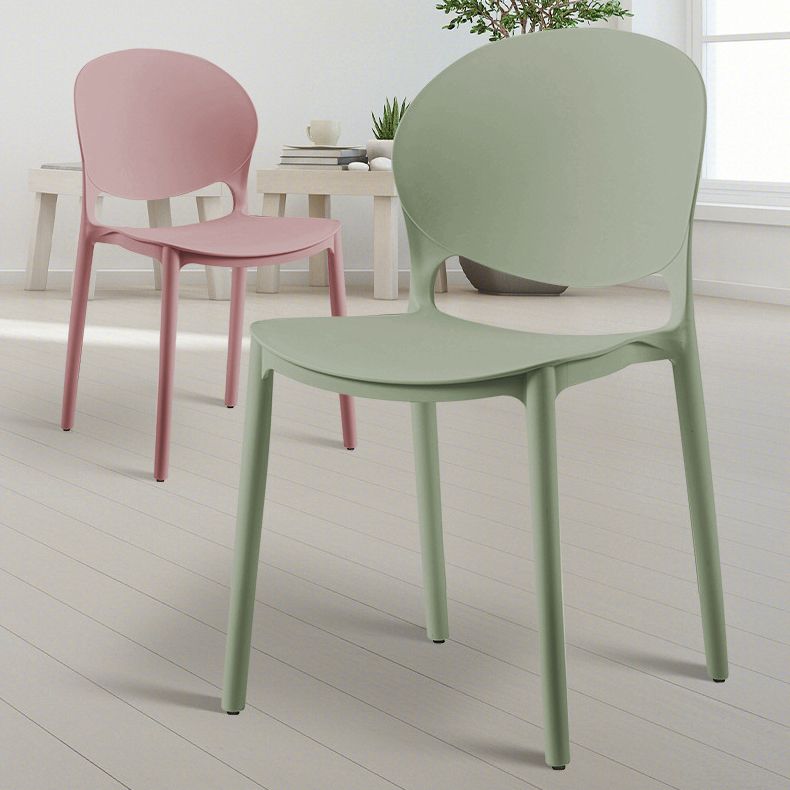 Contemporary Style Dining Chairs Armless Dining Chairs with Plastic Legs for Kitchen
