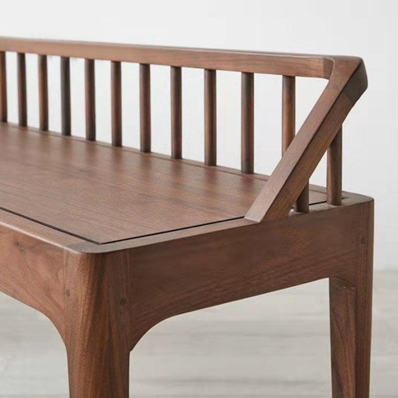 Modern Backrest Seating Bench Solid Wood Rectangle Bench for Entryway