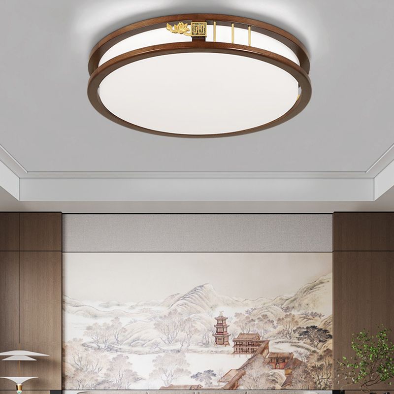 Geometric Flush Mount Fixture Modern Wood Flush Light for Living Room