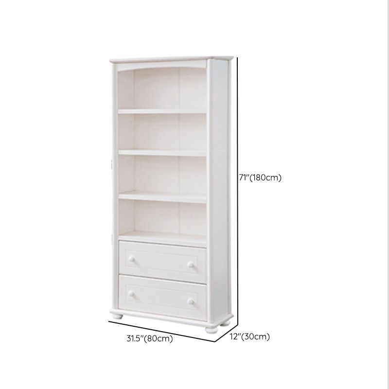 Closed Back Modern Bookcase Standard White Wooden Bookshelf with Shelves