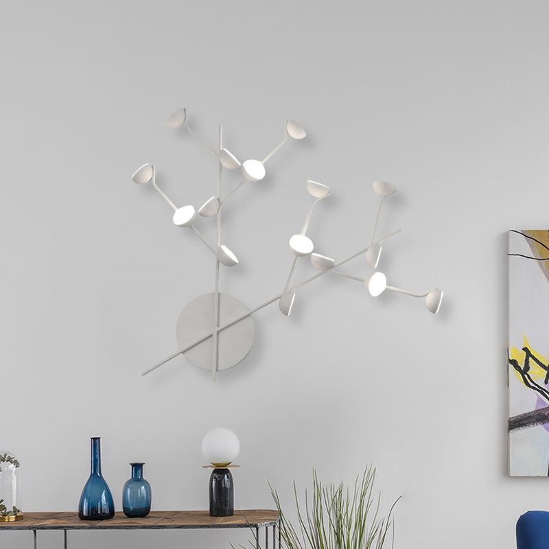 Branch Metal Wall Light Sconce Modernist 16 Bulbs White Finish LED Wall Mounted Lamp
