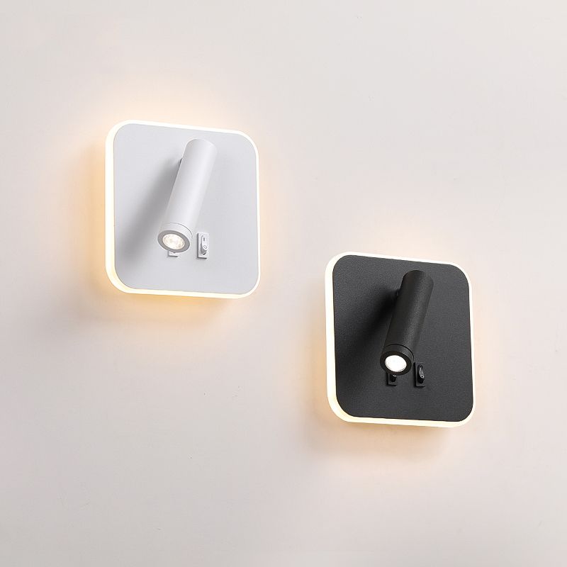 Ponderie murale à LED carrée à 2 lumière dans la simplicité moderne en aluminium givré en aluminium lampe murale pour chambre à coucher