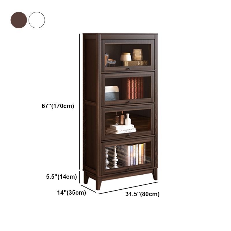 Contemporary Manufactured Wood Vertical Bookcase with Glass Doors