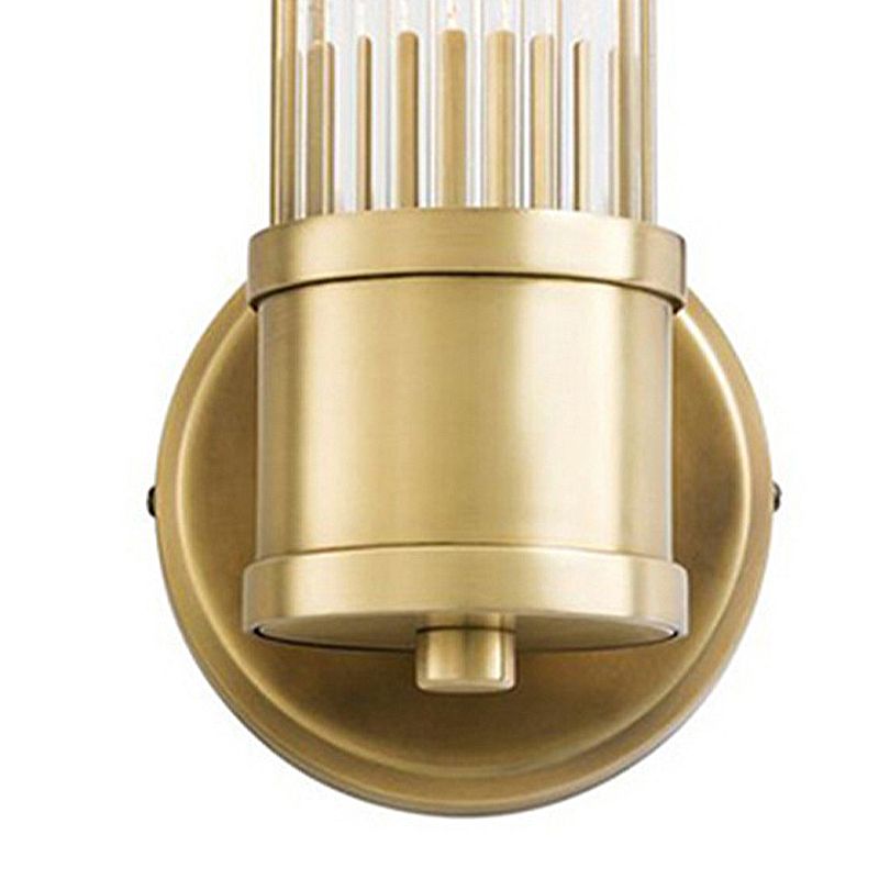 1/2 Bulbs Cylindrical Sconce Contemporary Gold Crystal Wall Mounted Light Fixture for Living Room