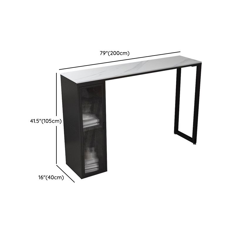 1/5 Pieces Modern Rectangle Sintered Stone Counter Table with High Stools