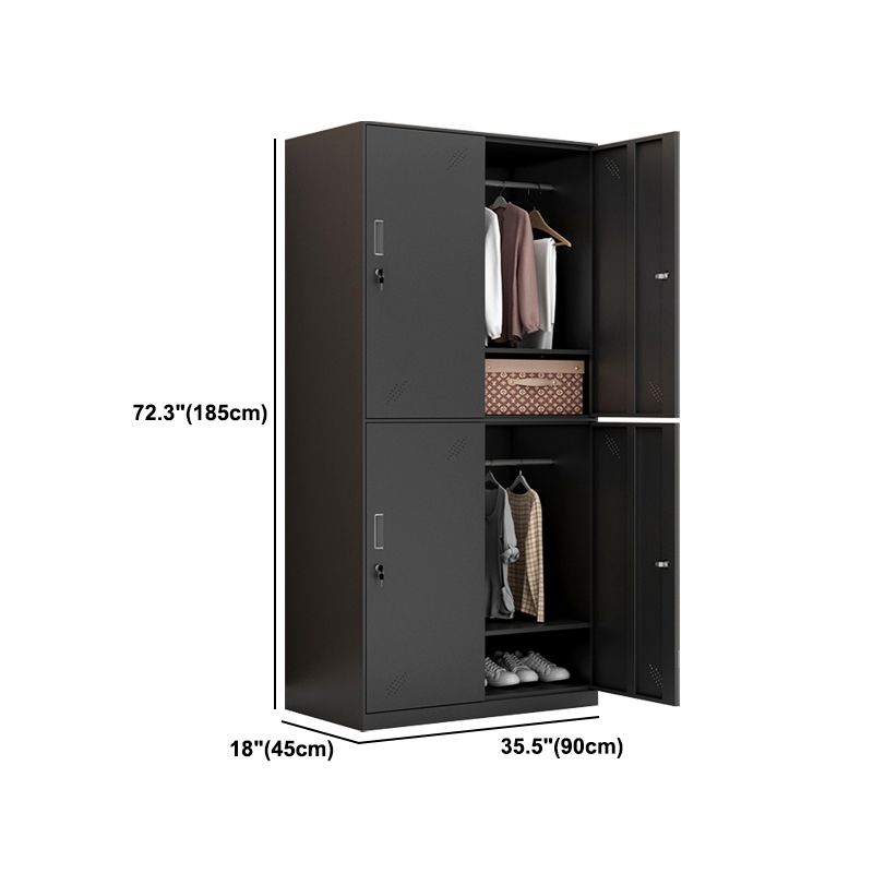 Metal Industrial Cabinet with Hinged Door Black Steel Storage Cabinet for Home