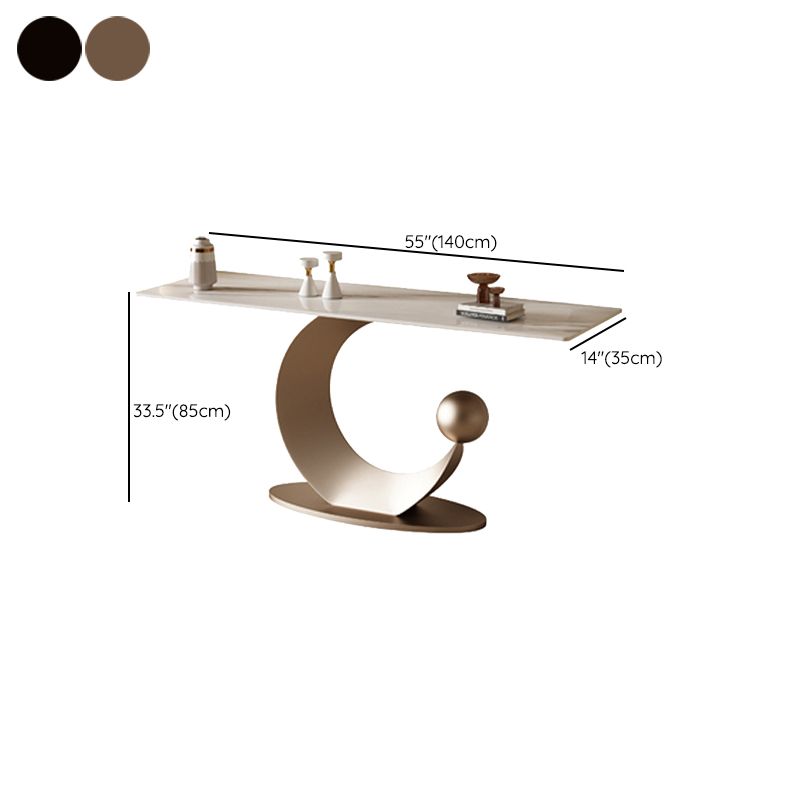 Rectangle Shape Contemporary Console Table Stone Sofa Table in Gold/Black