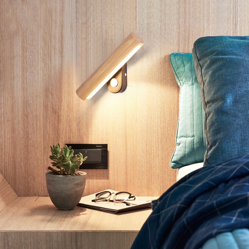 Holzzylinderwandbeleuchtung Modern Moderner Stil 1 Licht nach unten Lesen