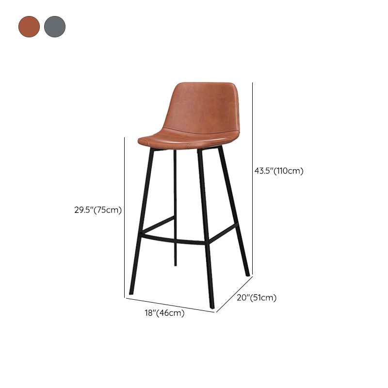Metal Low Back Dining Stools Contemporary Armless Bar Stools with Footrest