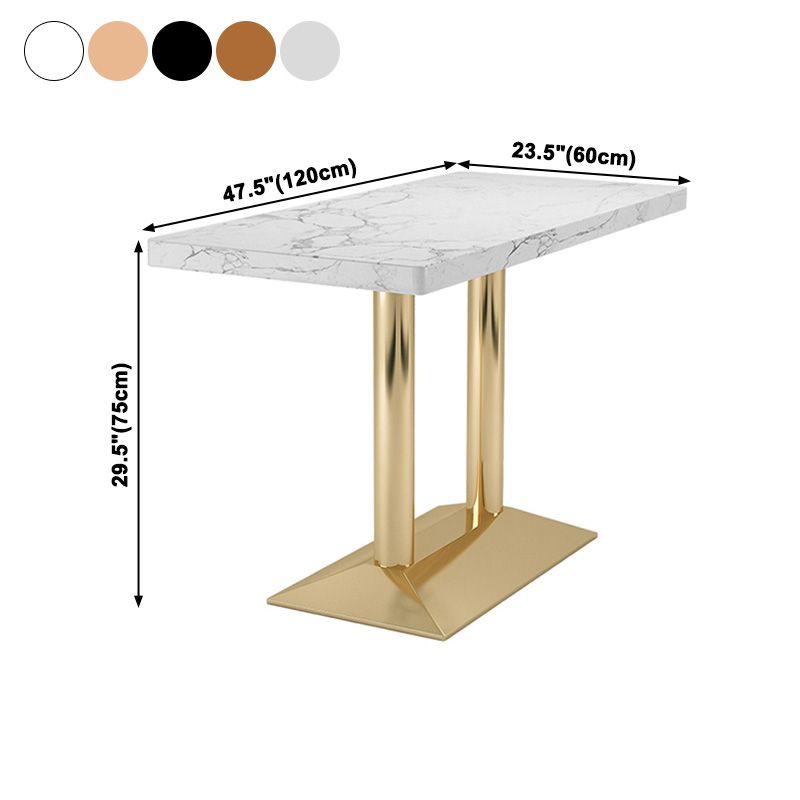 Mesa de comedor industrial de madera maciza con base de pedestal de metal