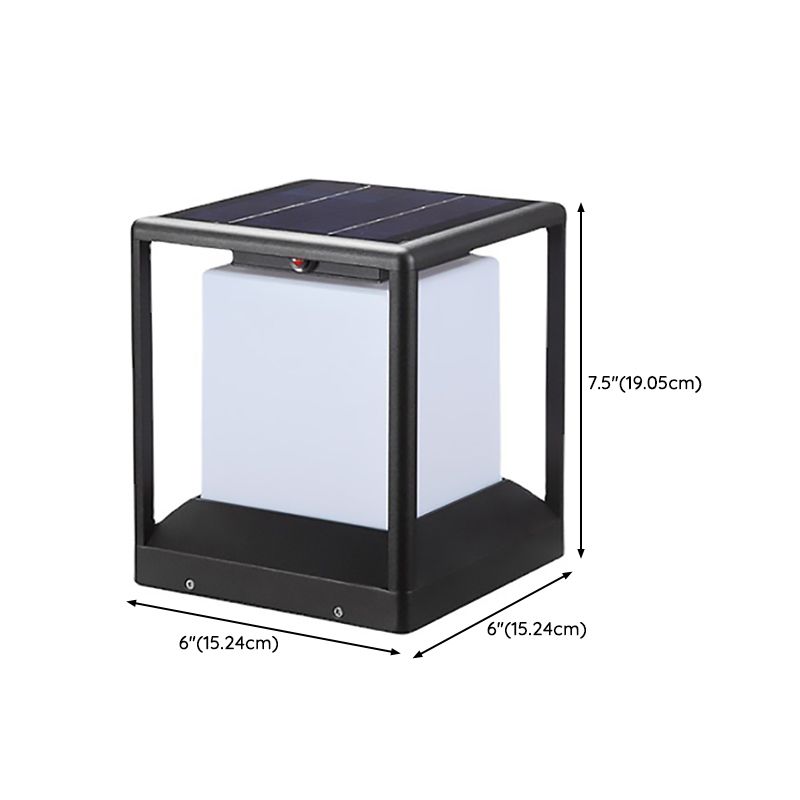 Waterproof LED Pillar Lamp Square Black Solar Outdoor Lights for Garden