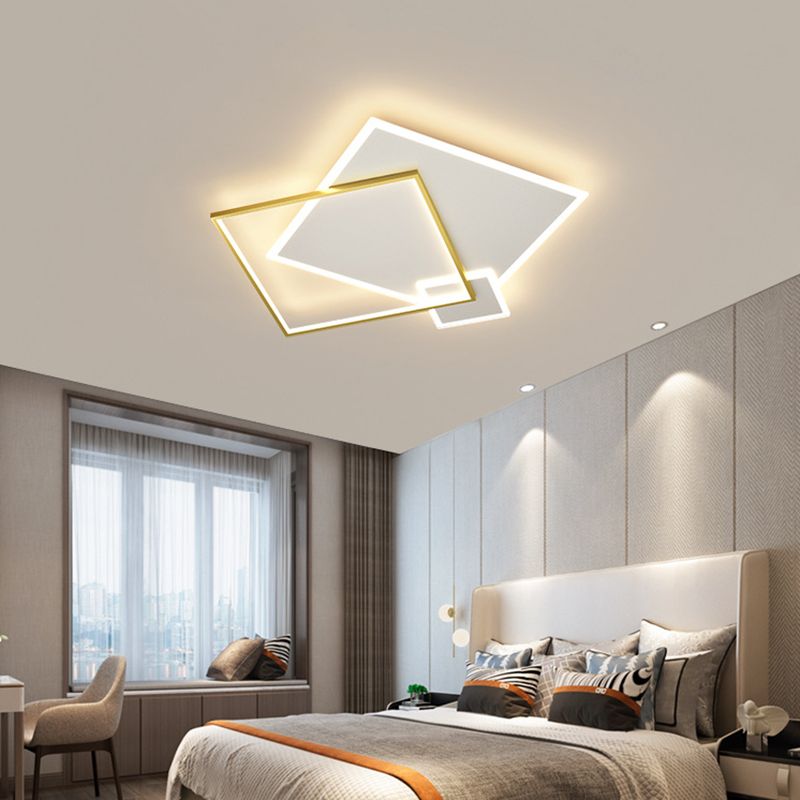 Concise Modern LED  Flush Mount Chandelier Metal Multi Quadrate Flush Light for Living Room